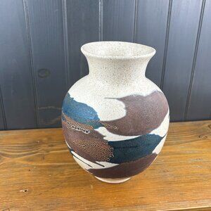 Vintage Royal Haeger Pottery Vase in Rare Blue and Brown Earth Wrap Glaze